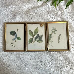 Vintage Mini Brass Tri Hinged Caterpillar Art 4”x5.25”